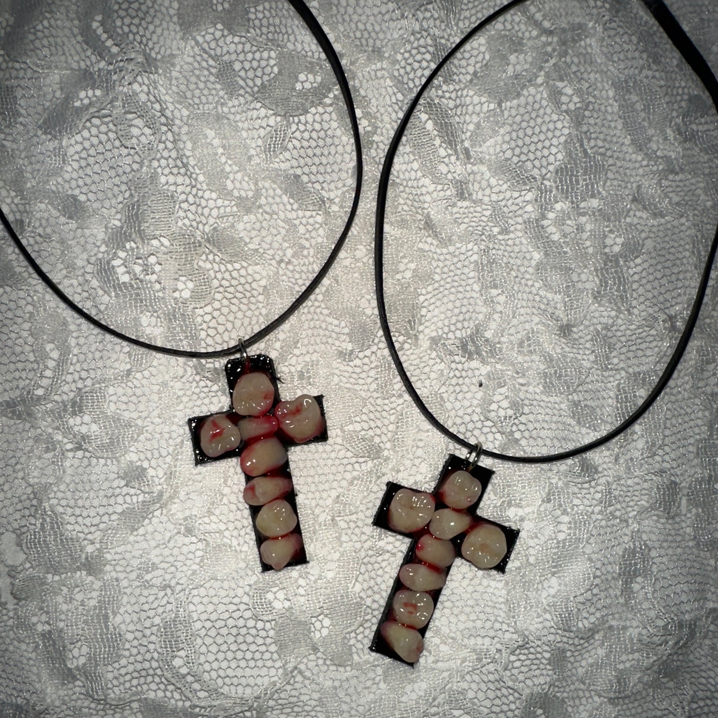 bloody teeth cross choker