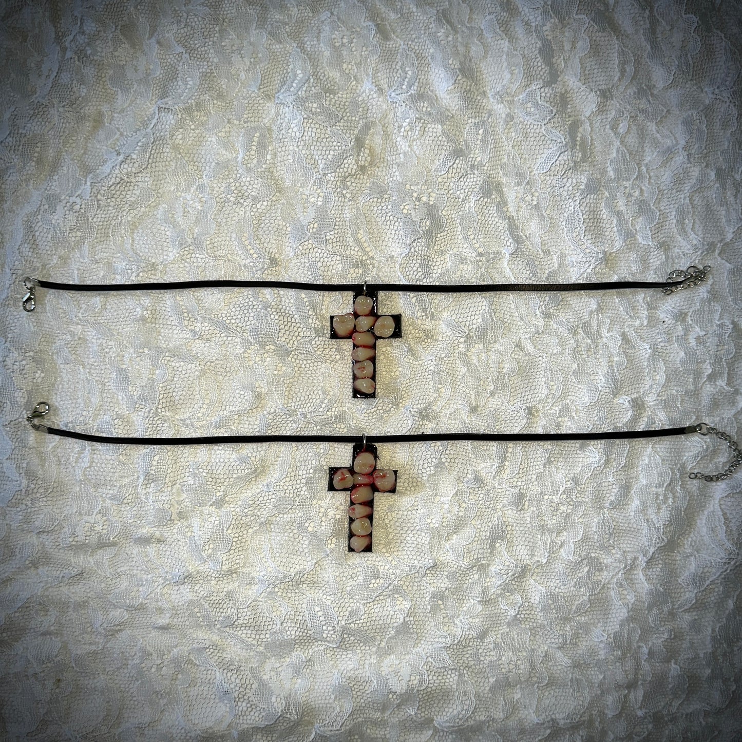 bloody teeth cross choker