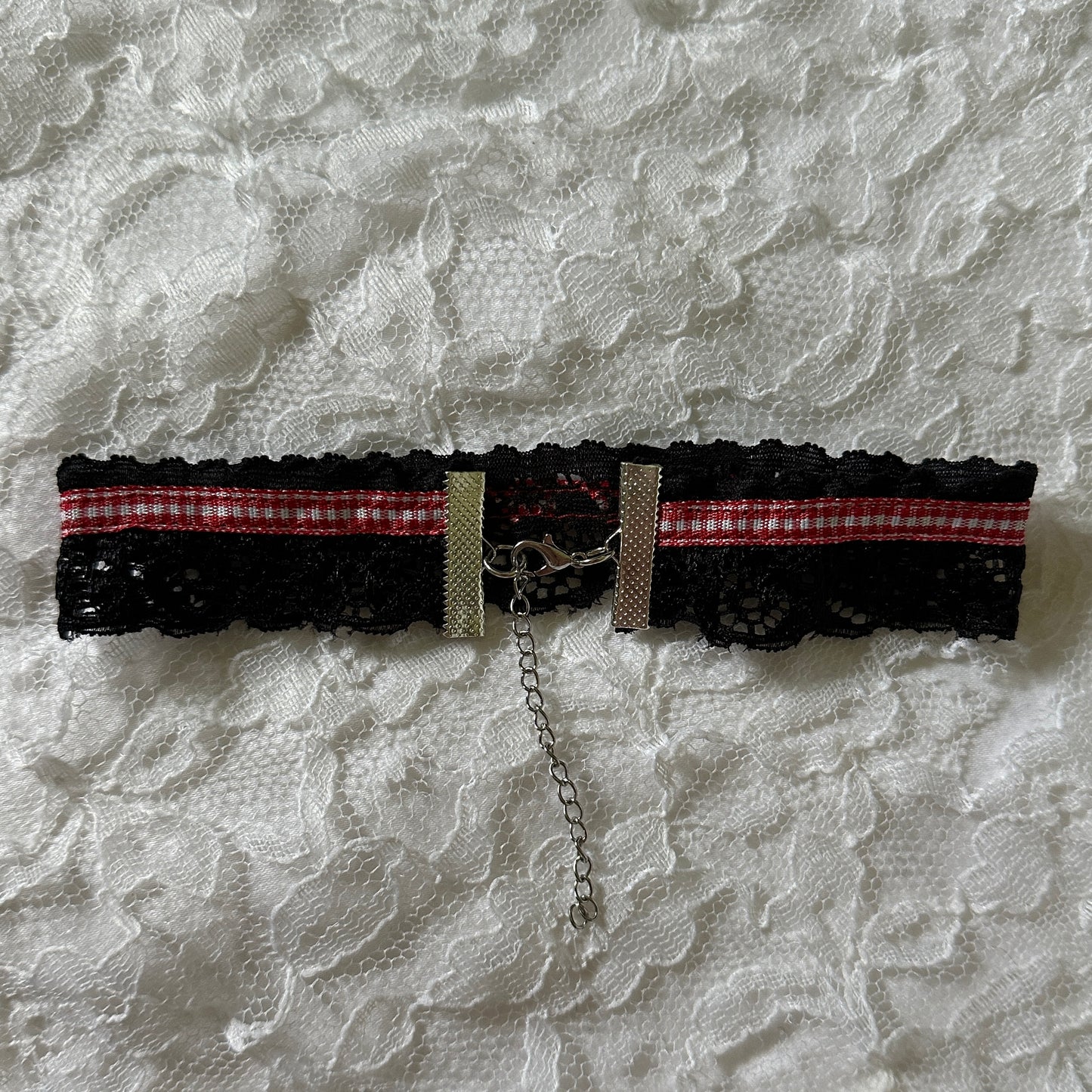 gingham button choker