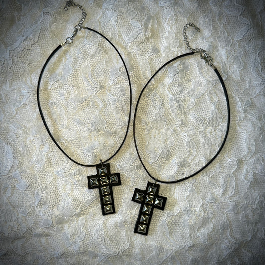 studded cross choker