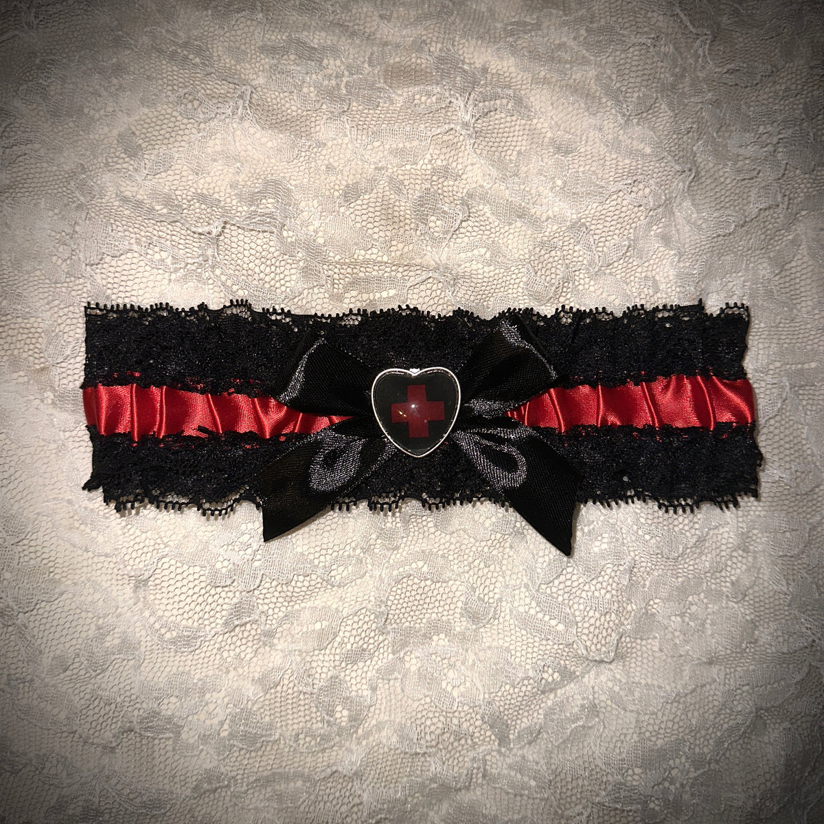 nurse garter + choker set - black