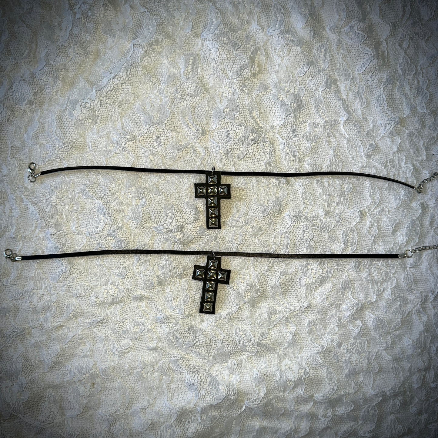 studded cross choker