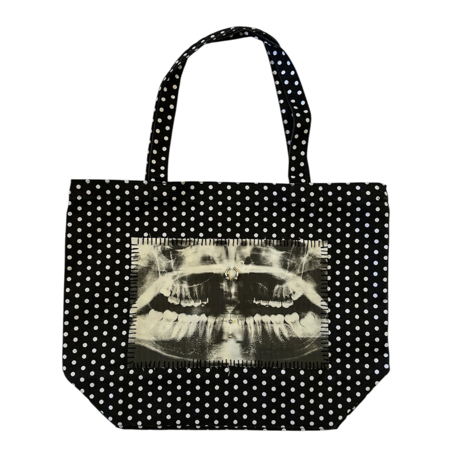 1/1 polka dot teeth x-ray tote bag