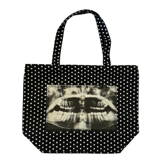 1/1 polka dot teeth x-ray tote bag