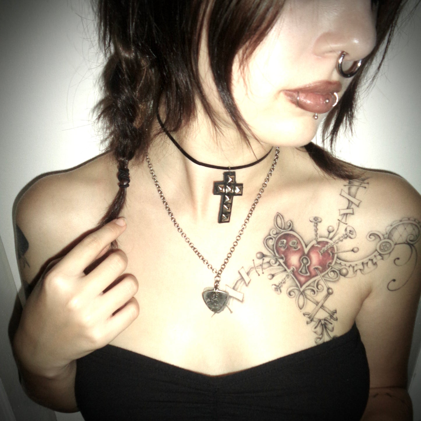 studded cross choker