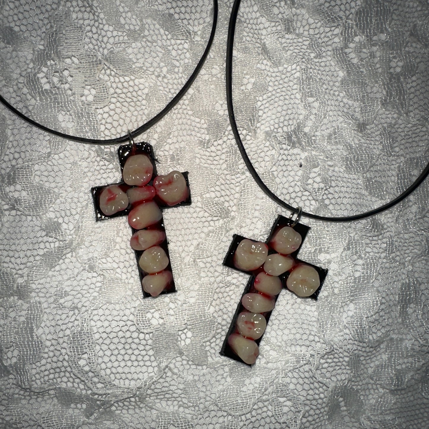 bloody teeth cross choker