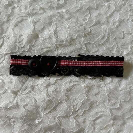 gingham button choker