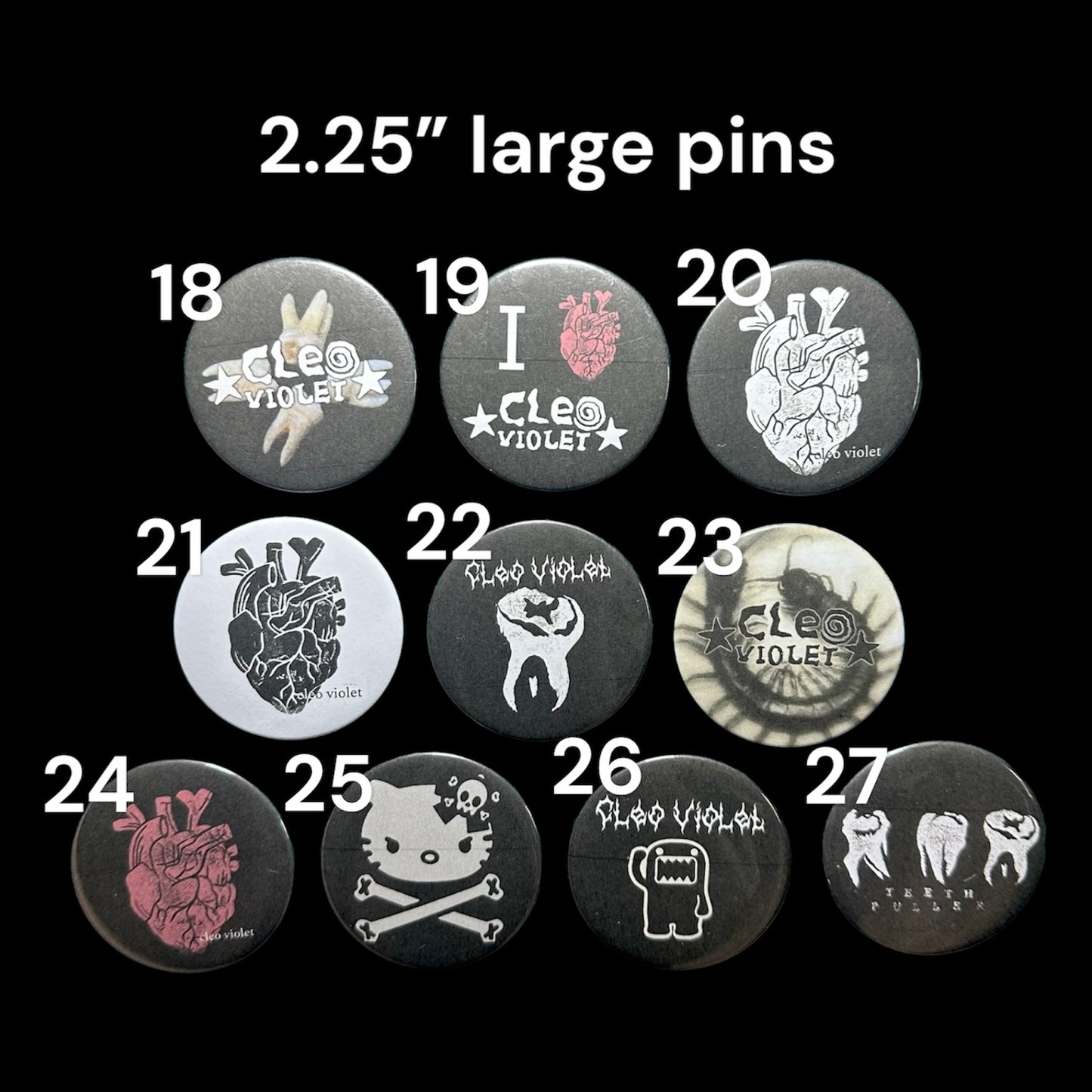 Pins 1.25” and 2.25”